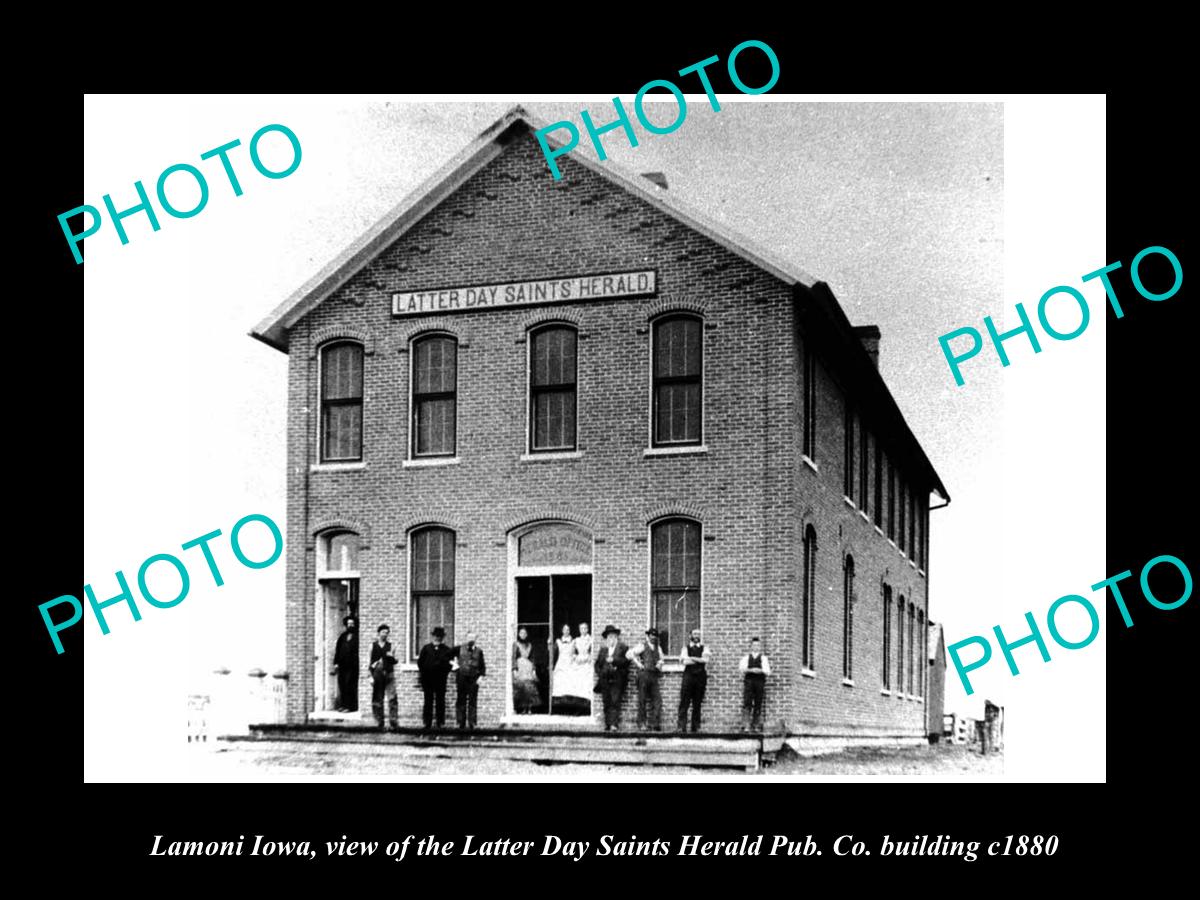 OLD LARGE HISTORIC PHOTO OF LAMONI IOWA, THE LATTER DAY SAINTS HERALD c1880