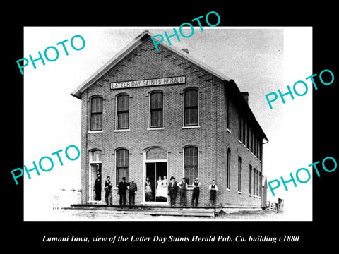 OLD LARGE HISTORIC PHOTO OF LAMONI IOWA, THE LATTER DAY SAINTS HERALD c1880