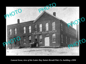 OLD LARGE HISTORIC PHOTO OF LAMONI IOWA, THE LATTER DAY SAINTS HERALD c1890