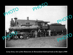 OLD LARGE HISTORIC PHOTO OF LEROY IOWA, THE RAILROAD DEPOT STATION c1900