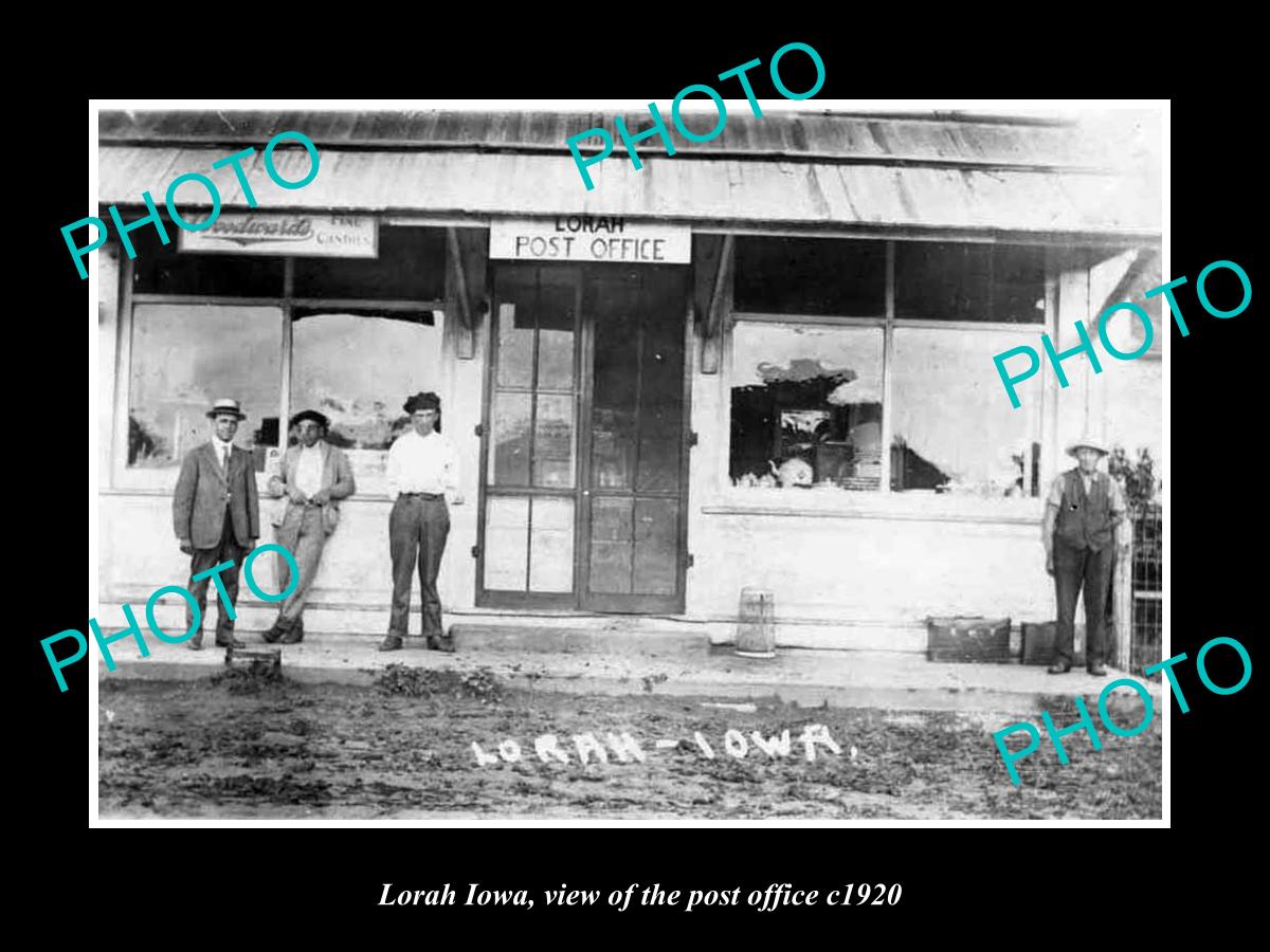 OLD LARGE HISTORIC PHOTO OF LORAH IOWA, VIEW OF THE POST OFFICE c1920