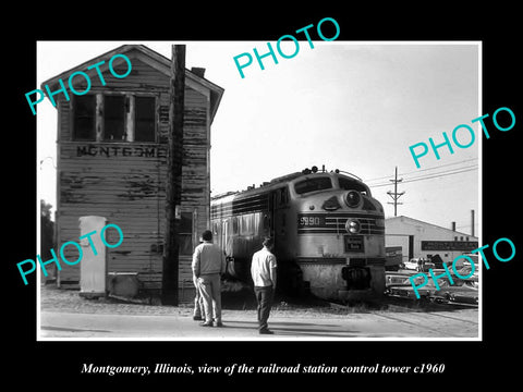 OLD LARGE HISTORIC PHOTO OF MONTGOMERY ILLINOIS, THE RAILROAD DEPOT STATION 1960