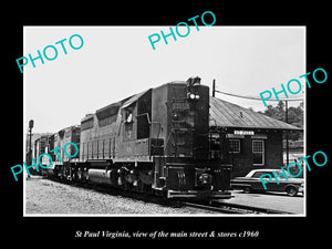 OLD LARGE HISTORIC PHOTO OF ST PAUL VIRGINIA, THE RAILROAD DEPOT STATION c1960