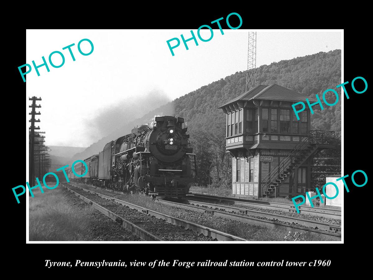 OLD LARGE HISTORIC PHOTO OF TYRONE PENNSYLVANIA, THE FORGE RAILROAD TOWER c1960