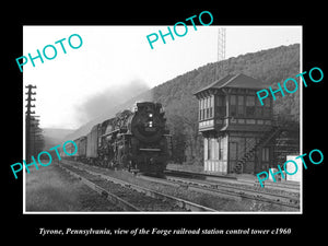 OLD LARGE HISTORIC PHOTO OF TYRONE PENNSYLVANIA, THE FORGE RAILROAD TOWER c1960