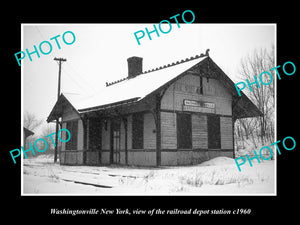 OLD LARGE HISTORIC PHOTO OF WASHINGTONVILLE NEW YORK, THE RAILROAD DEPOT c1960