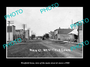 OLD LARGE HISTORIC PHOTO OF WESTFIELD IOWA, THE MAIN STREET & STORES c1900 1