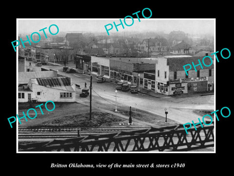 OLD LARGE HISTORIC PHOTO OF BRITTON OKLAHOMA, THE MAIN STREET & STORES c1940