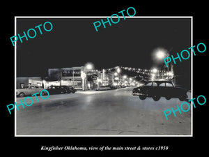 OLD LARGE HISTORIC PHOTO OF KINGFISHER OKLAHOMA, THE MAIN STREET & STORES c1950