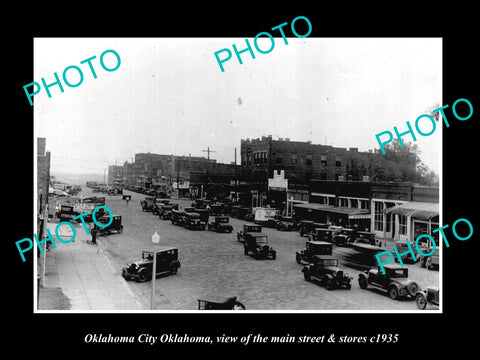 OLD LARGE HISTORIC PHOTO OF OKLAHOMA CITY, THE MAIN STREET & STORES c1935