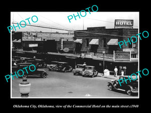 OLD LARGE HISTORIC PHOTO OF OKLAHOMA CITY, THE MAIN STREET & HOTEL c1940