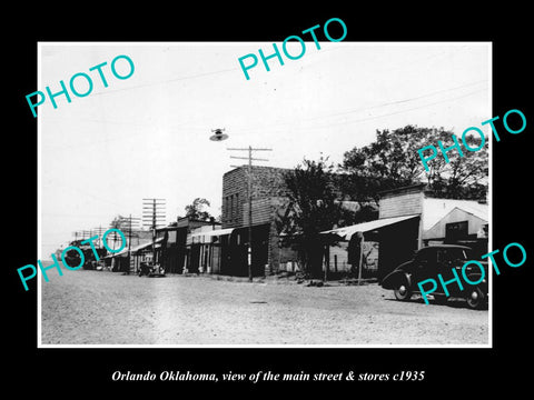 OLD LARGE HISTORIC PHOTO OF ORLANDO OKLAHOMA, THE MAIN STREET & STORES c1935