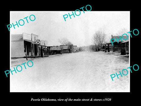 OLD LARGE HISTORIC PHOTO OF PEORIA OKLAHOMA, THE MAIN STREET & STORES c1920