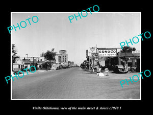 OLD LARGE HISTORIC PHOTO OF VINITA OKLAHOMA, THE MAIN STREET & STORES c1940 2