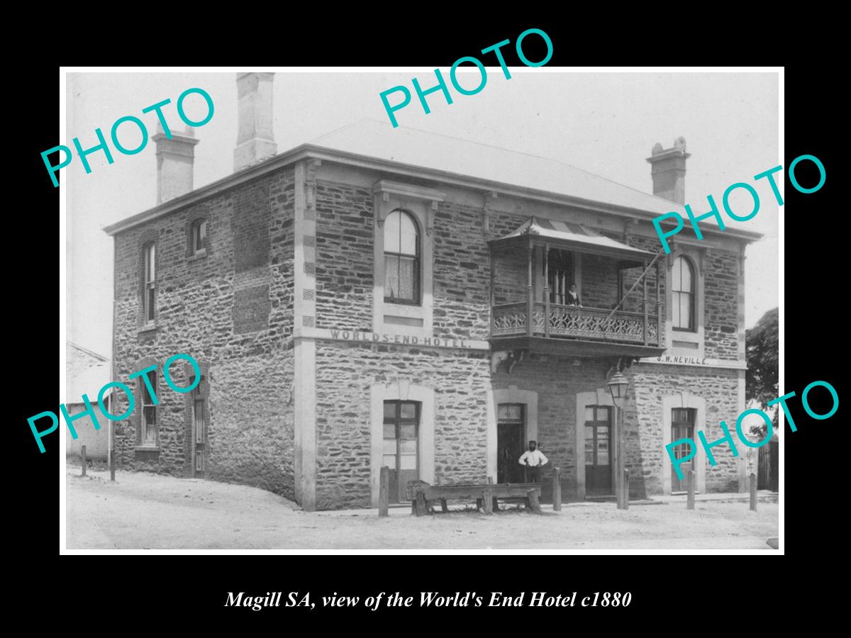 OLD LARGE HISTORIC PHOTO OF MAGILL SOUTH AUSTRALIA, THE WORLDS END HOTEL c1880