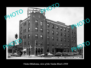 OLD LARGE HISTORIC PHOTO OF VINITA OKLAHOMA, VIEW OF THE VINITA HOTEL c1950