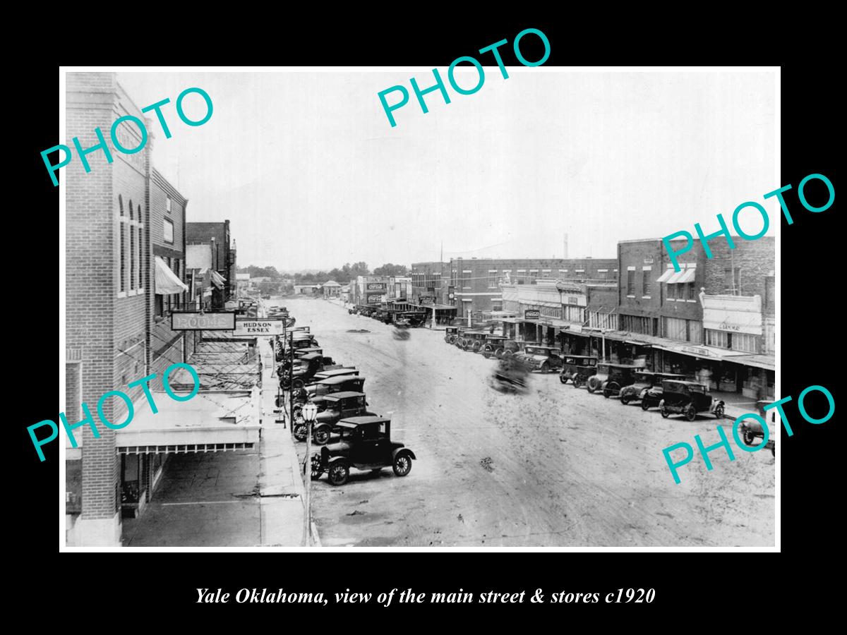 OLD LARGE HISTORIC PHOTO OF YALE OKLAHOMA, THE MAIN STREET & STORES c1920