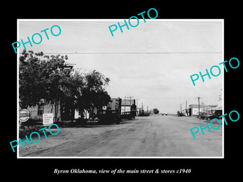 OLD LARGE HISTORIC PHOTO OF BYRON OKLAHOMA, THE MAIN STREET & STORES c1940