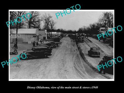 OLD LARGE HISTORIC PHOTO OF DISNEY OKLAHOMA, THE MAIN STREET & STORES c1940