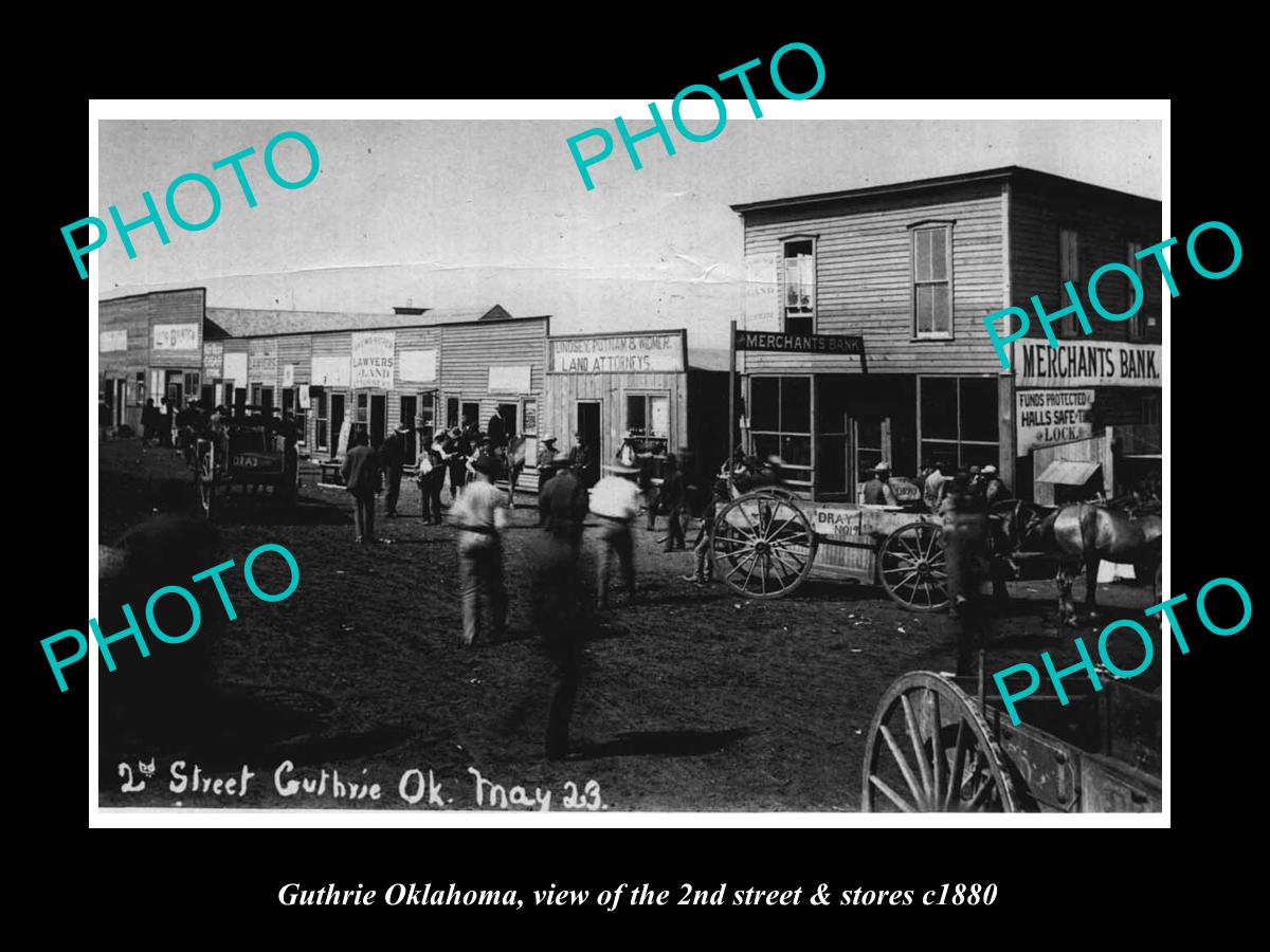 OLD LARGE HISTORIC PHOTO OF GUTHRIE OKLAHOMA, THE MAIN STREET & STORES c1880