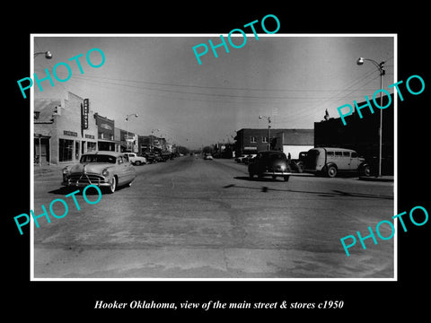 OLD LARGE HISTORIC PHOTO OF HOOKER OKLAHOMA, THE MAIN STREET & STORES c1950