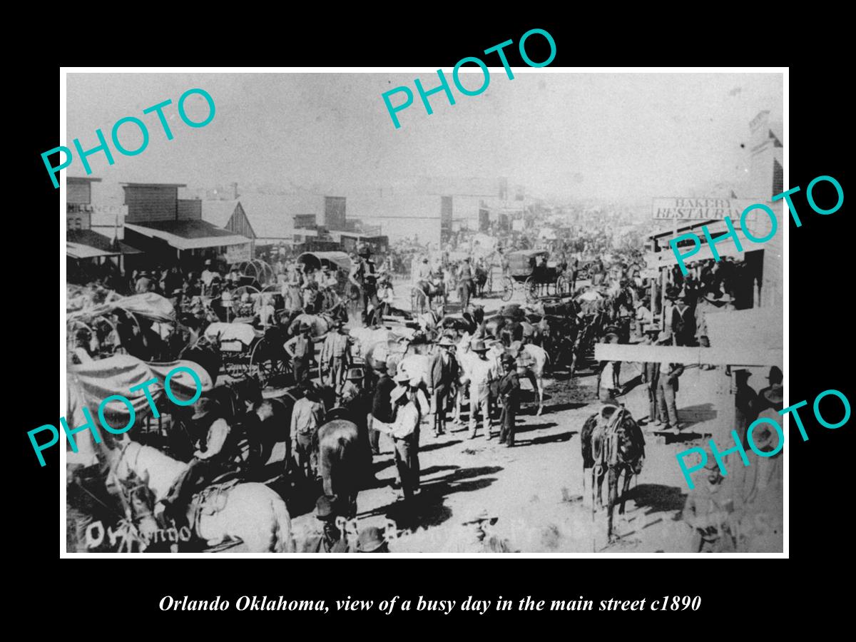 OLD LARGE HISTORIC PHOTO OF ORLANDO OKLAHOMA, THE MAIN STREET & STORES c1890