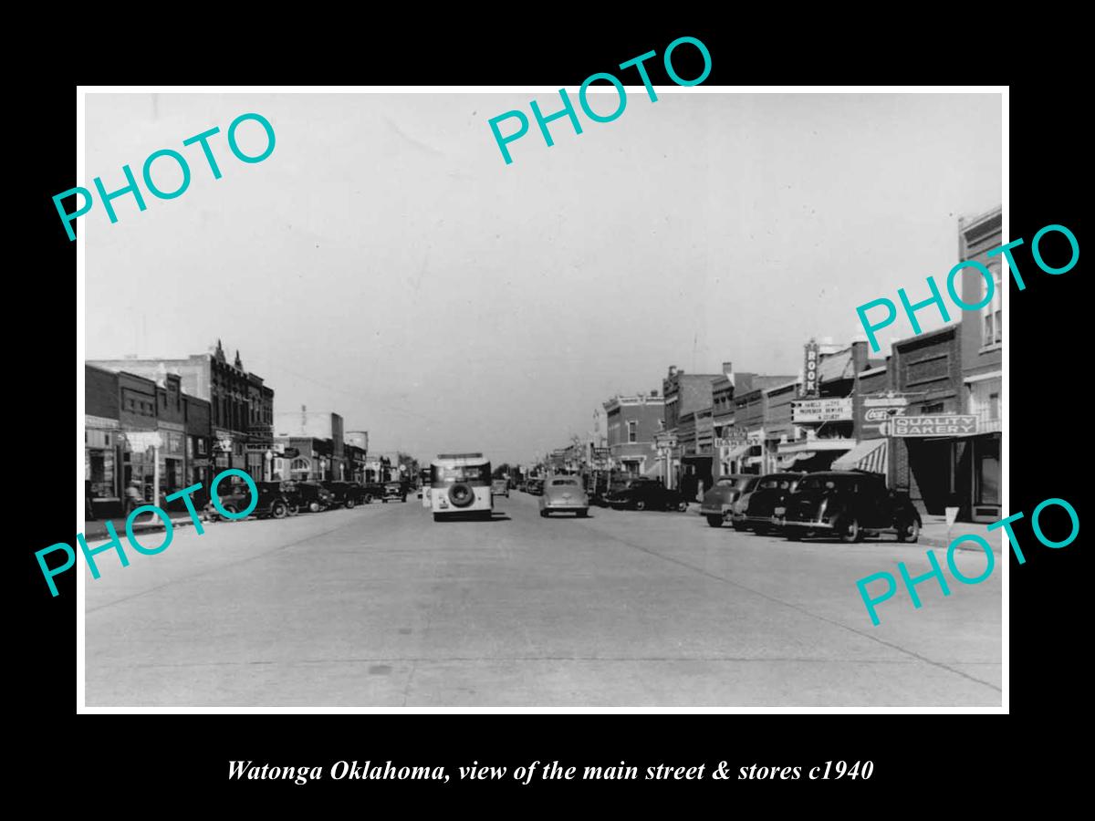 OLD LARGE HISTORIC PHOTO OF WATONGA OKLAHOMA, THE MAIN STREET & STORES c1940 2