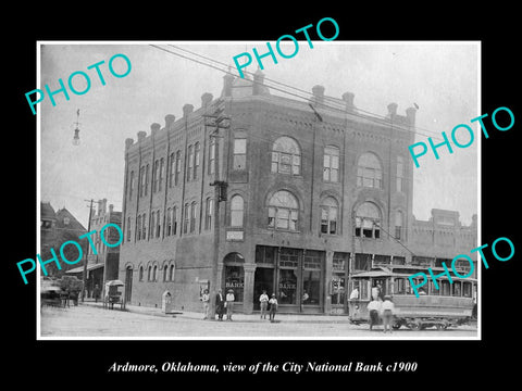 OLD LARGE HISTORIC PHOTO OF ARDMORE OKLAHOMA, THE CITY NATIONAL BANK c1900