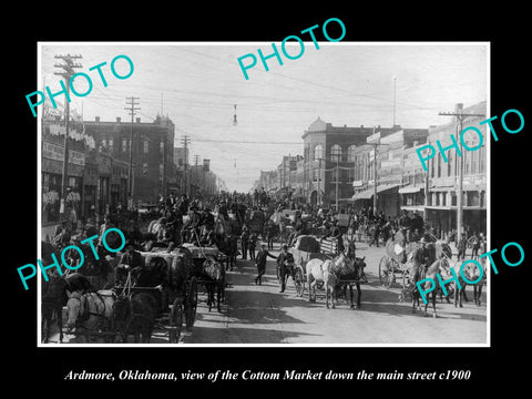 OLD LARGE HISTORIC PHOTO OF ARDMORE OKLAHOMA, COTTON MARKET IN MAIN St c1900 2