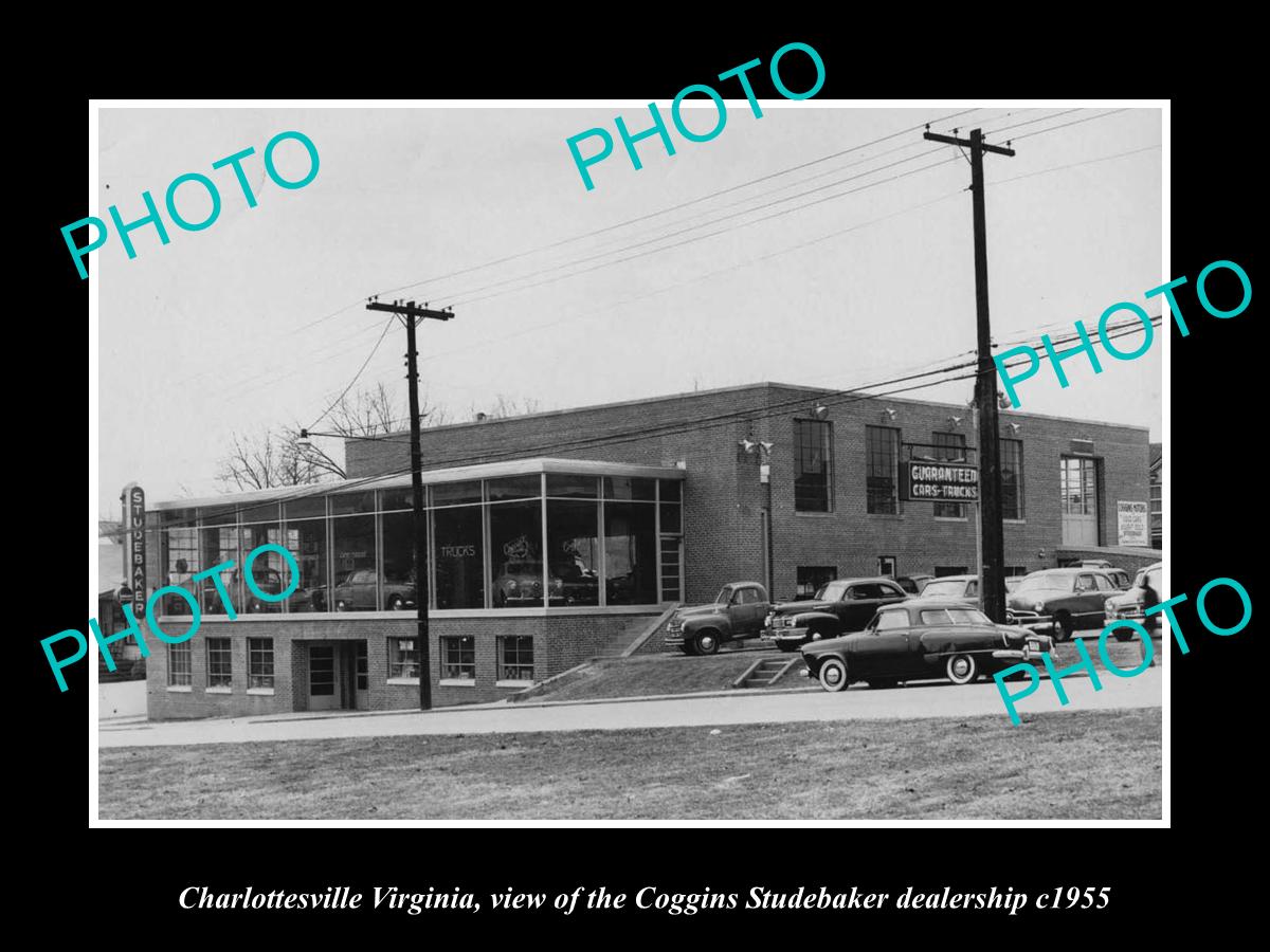 OLD LARGE HISTORIC PHOTO OF CHARLOTTESVILLE VIRGINIA, THE STUDEBAKER STORE c1955