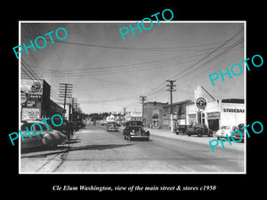 OLD LARGE HISTORIC PHOTO OF CLU ELUM WASHINGTON, THE MAIN STREET & STORES c1950