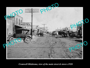 OLD LARGE HISTORIC PHOTO OF CROMWELL OKLAHOMA, THE MAIN STREET & STORES c1920