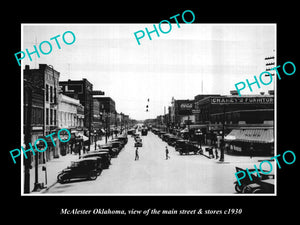 OLD LARGE HISTORIC PHOTO OF McALESTER OKLAHOMA, THE MAIN STREET & STORES c1930