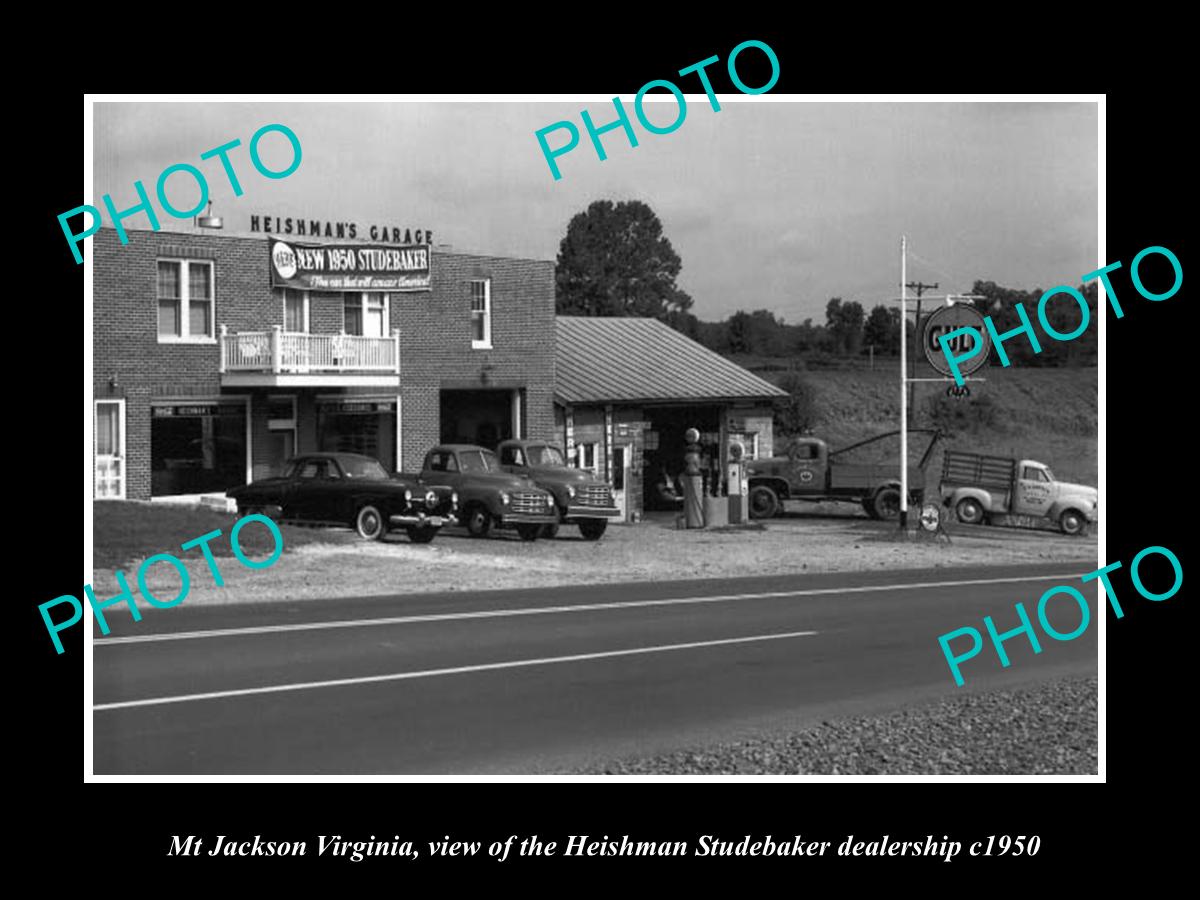 OLD LARGE HISTORIC PHOTO OF Mt JACKSON VIRGINIA, THE STUDEBAKER DEALERSHIP c1950