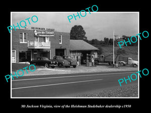 OLD LARGE HISTORIC PHOTO OF Mt JACKSON VIRGINIA, THE STUDEBAKER DEALERSHIP c1950