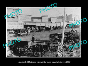 OLD LARGE HISTORIC PHOTO OF NEWKIRK OKLAHOMA, THE MAIN STREET & STORES c1900 1