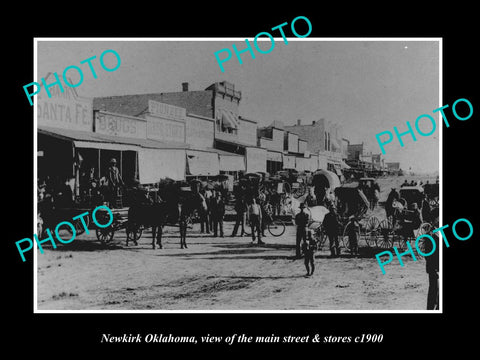 OLD LARGE HISTORIC PHOTO OF NEWKIRK OKLAHOMA, THE MAIN STREET & STORES c1900 2