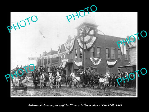 OLD LARGE HISTORIC PHOTO OF ARDMORE OKLAHOMA, VIEW OF FIREMENS CONVENTION c1900