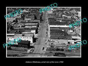 OLD LARGE HISTORIC PHOTO OF ARDMORE OKLAHOMA, AERIAL VIEW OF THE TOWN c1960