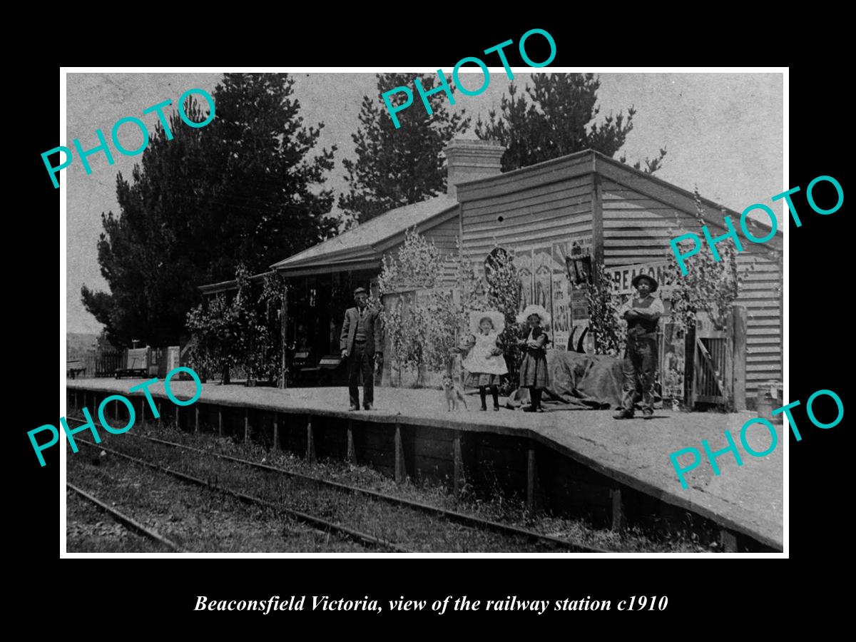 OLD LARGE HISTORIC PHOTO OF BEACONSFIELD VICTORIA, THE RAILWAY STATION c1910