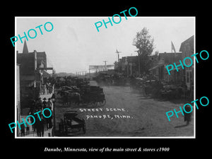 OLD LARGE HISTORIC PHOTO OF DANUBE MINNESOTA, THE MAIN STREET & STORES c1900