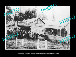 OLD LARGE HISTORIC PHOTO OF GEMBROOK VICTORIA, VIEW OF THE GENRAL STORE c1890