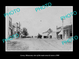 OLD LARGE HISTORIC PHOTO OF LOWRY MINNESOTA, THE MAIN STREET & STORES c1900 2