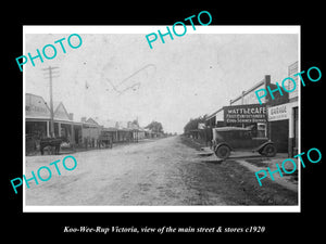 OLD LARGE HISTORIC PHOTO OF KOO WEE RUP VICTORIA, VIEW OF MAIN St & STORES c1920