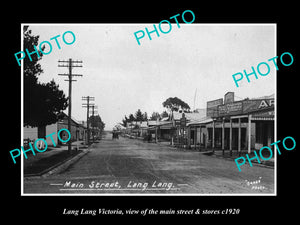 OLD LARGE HISTORIC PHOTO OF LANG LANG VICTORIA, VIEW OF MAIN St & STORES c1920