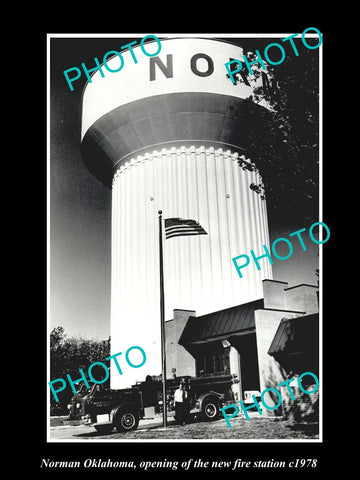 OLD LARGE HISTORIC PHOTO OF NORMAN OKLAHOMA FIRE DEPARTMENT STATION OPENING 1978