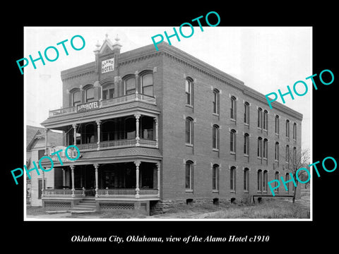 OLD LARGE HISTORIC PHOTO OF OKLAHOMA CITY, VIEW OF THE ALAMO HOTEL c1910