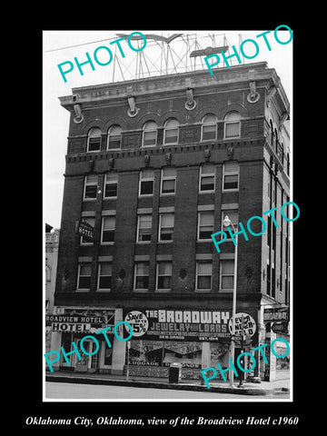 OLD LARGE HISTORIC PHOTO OF OKLAHOMA CITY, VIEW OF THE BROADVIEW HOTEL c1960