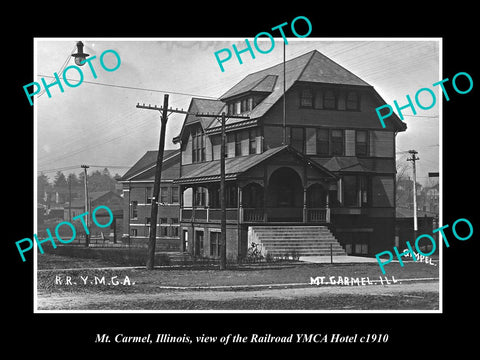 OLD LARGE HISTORIC PHOTO OF Mt CARMEL ILLINOIS, THE YMCA RAILROAD HOTEL c1910