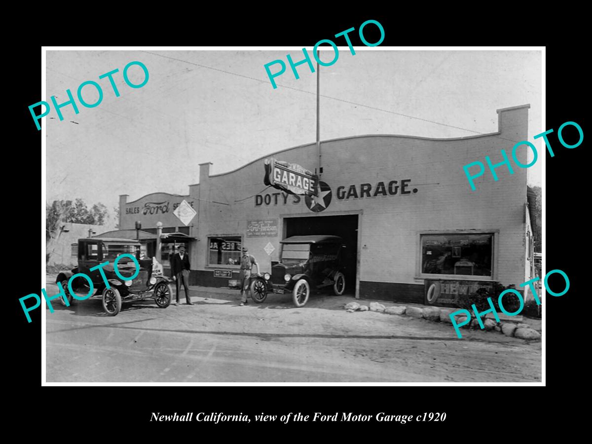 OLD LARGE HISTORIC PHOTO OF NEWHALL CALIFORNIA, THE FORD MOTOR GARAGE c1920